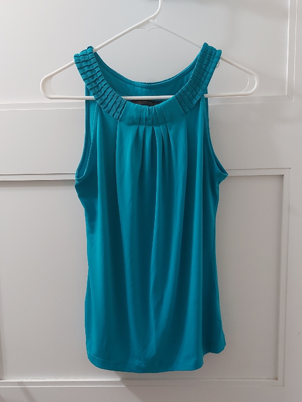 The Limited Teal Pleated Halter Tank